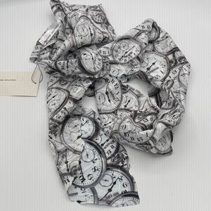 NWT Designer YASUYUKI MACHIDA Silver Clock Print Scarf - Amazing!!